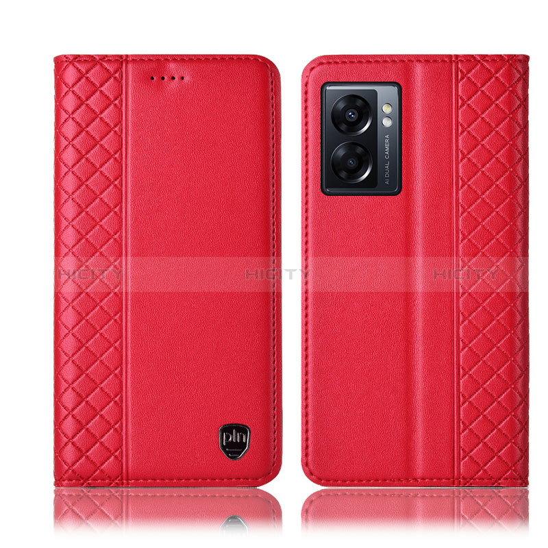 Custodia Portafoglio In Pelle Cover con Supporto H11P per Oppo A56S 5G Rosso