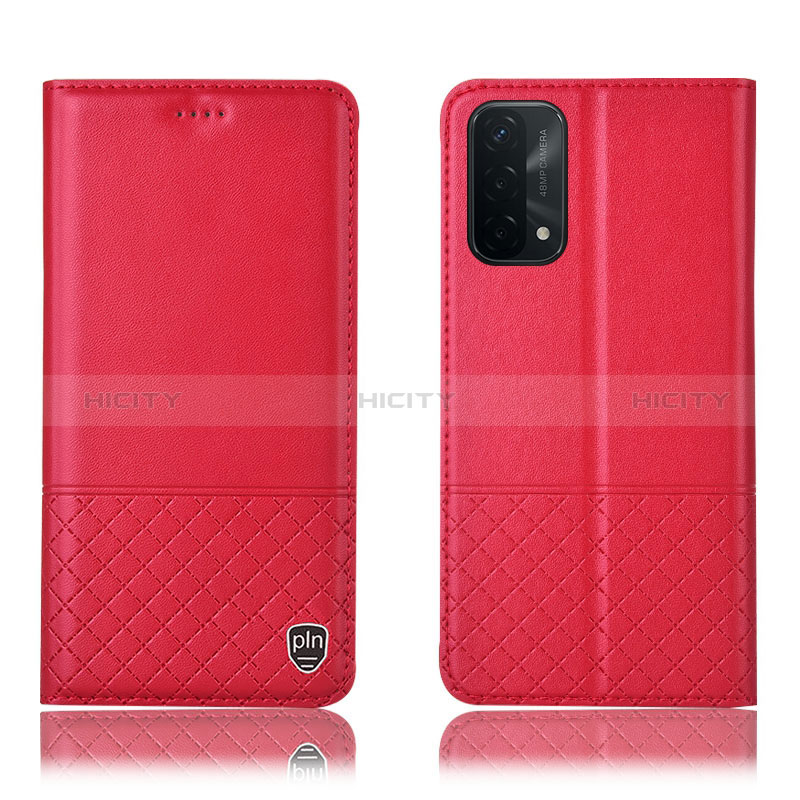 Custodia Portafoglio In Pelle Cover con Supporto H11P per Oppo A74 5G Rosso