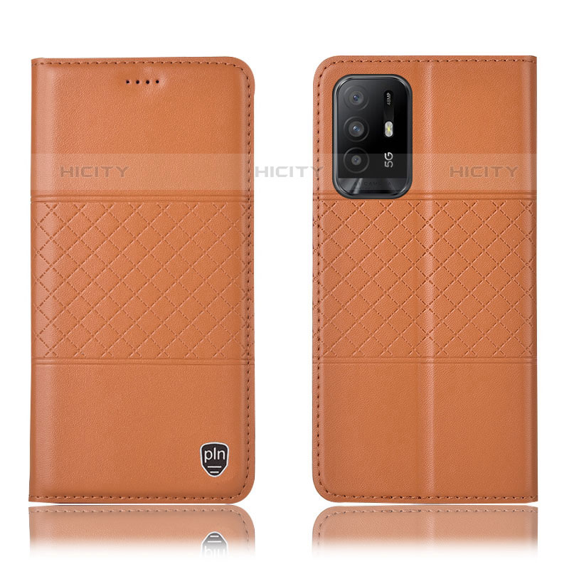 Custodia Portafoglio In Pelle Cover con Supporto H11P per Oppo A95 5G Arancione