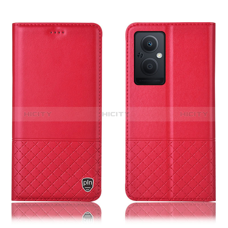 Custodia Portafoglio In Pelle Cover con Supporto H11P per Oppo A96 5G Rosso