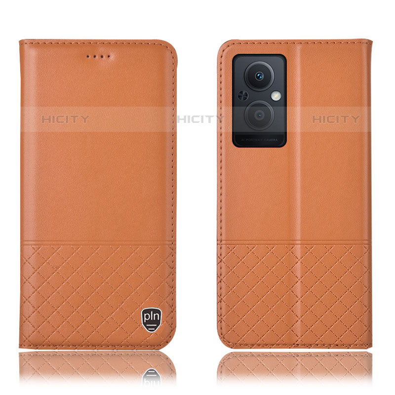 Custodia Portafoglio In Pelle Cover con Supporto H11P per Oppo F21s Pro 5G Arancione