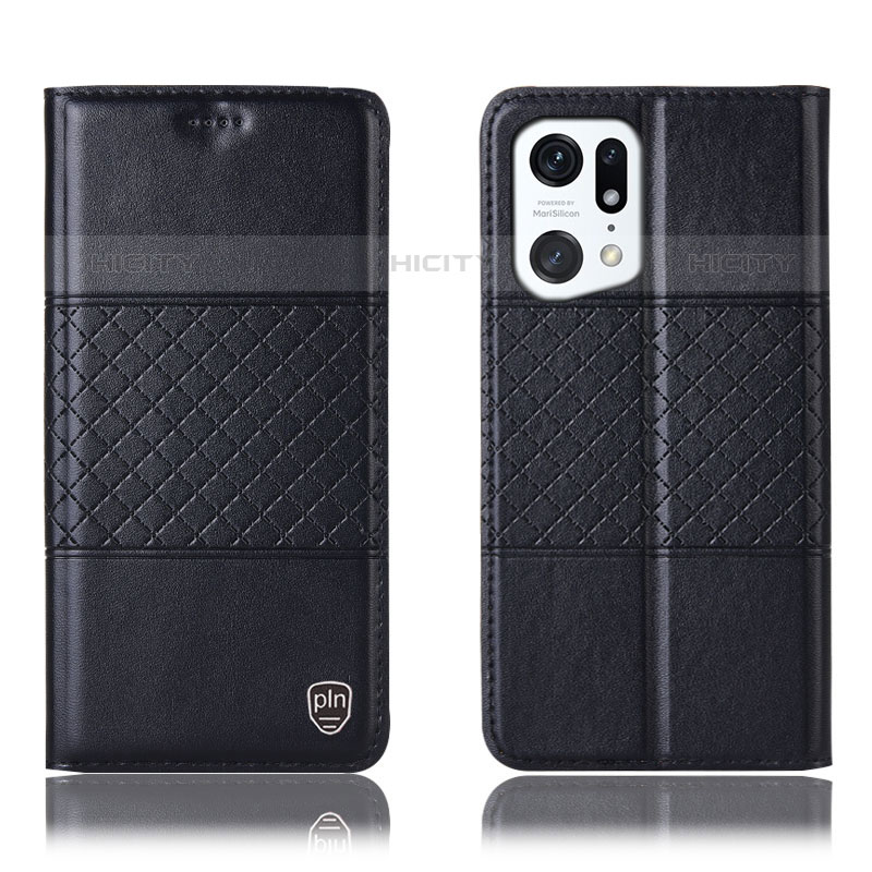 Custodia Portafoglio In Pelle Cover con Supporto H11P per Oppo Find X5 Pro 5G Nero