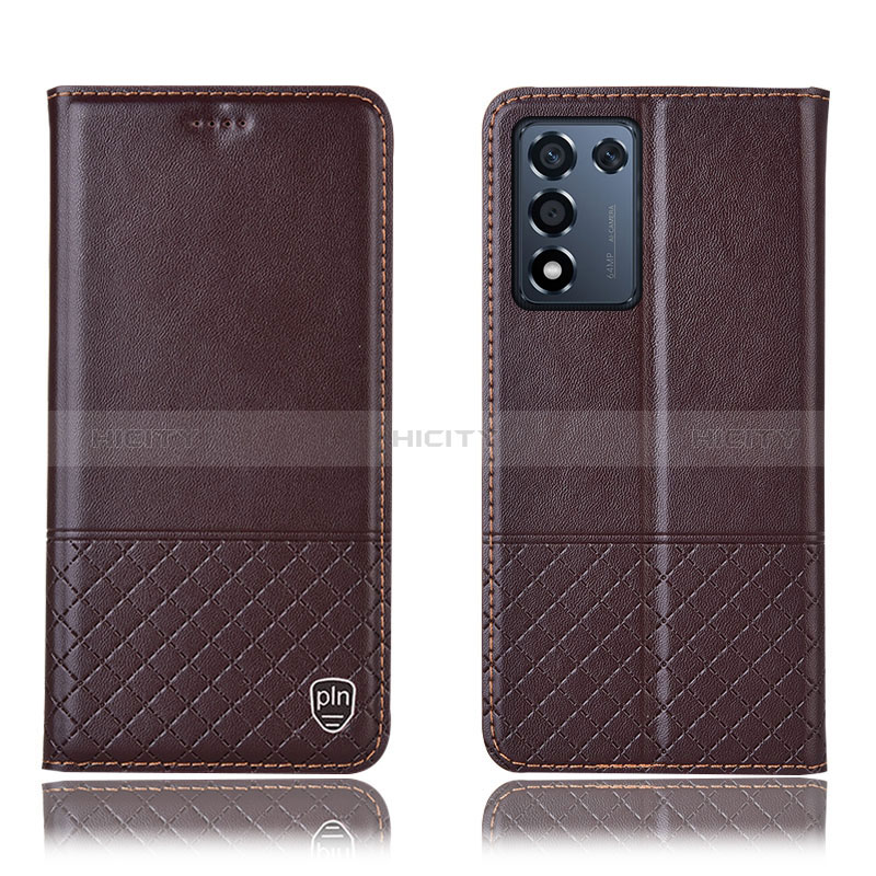 Custodia Portafoglio In Pelle Cover con Supporto H11P per Oppo K9S 5G Marrone