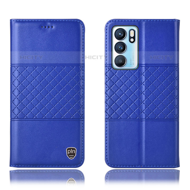 Custodia Portafoglio In Pelle Cover con Supporto H11P per Oppo Reno6 5G Blu