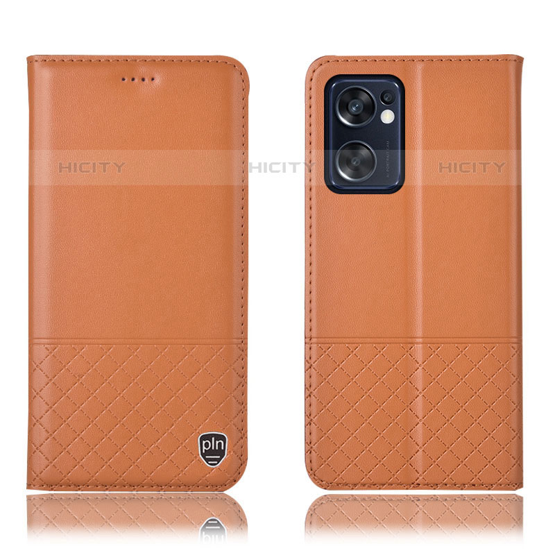 Custodia Portafoglio In Pelle Cover con Supporto H11P per Oppo Reno7 SE 5G Arancione