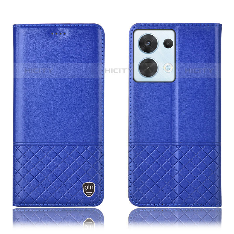 Custodia Portafoglio In Pelle Cover con Supporto H11P per Oppo Reno9 Pro 5G Blu