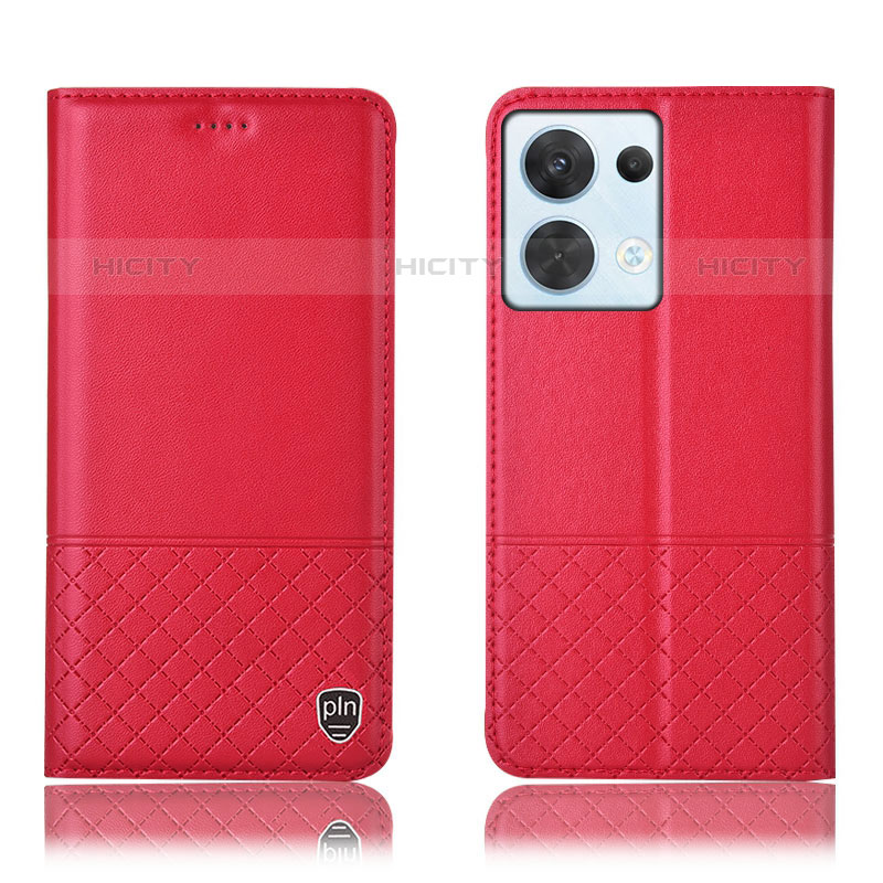 Custodia Portafoglio In Pelle Cover con Supporto H11P per Oppo Reno9 Pro 5G Rosso