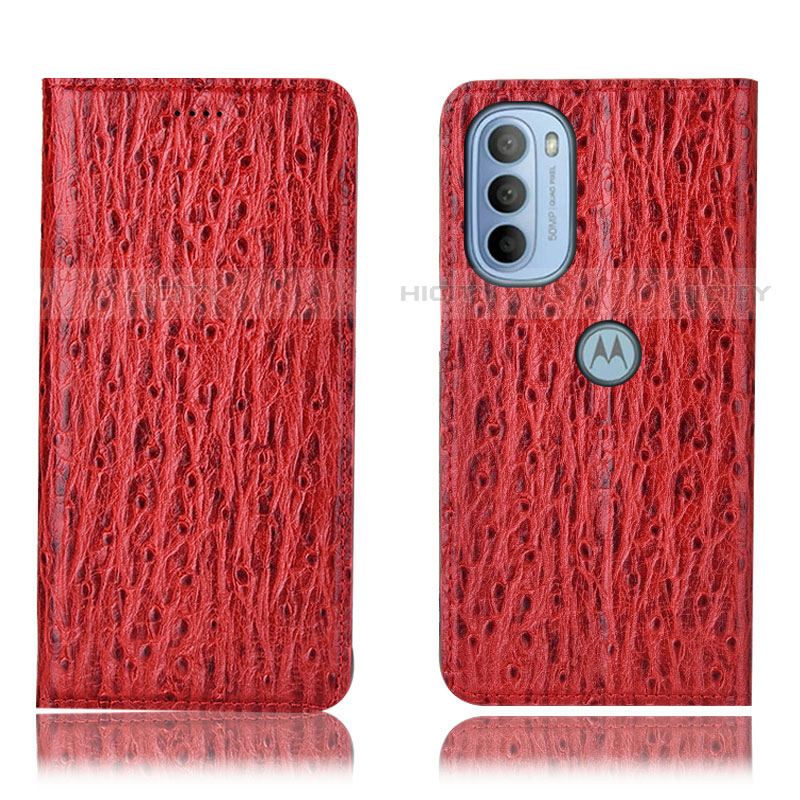 Custodia Portafoglio In Pelle Cover con Supporto H15P per Motorola Moto G31 Rosso