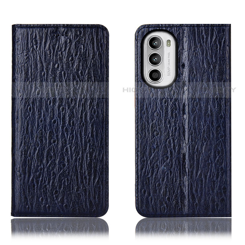 Custodia Portafoglio In Pelle Cover con Supporto H15P per Motorola Moto G71s 5G Blu