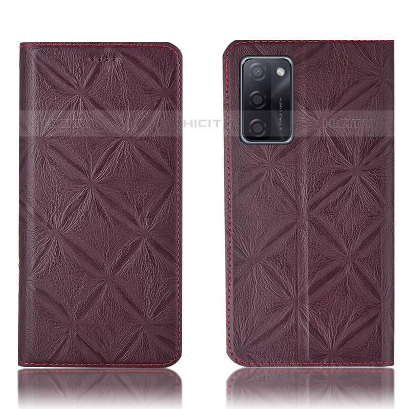 Custodia Portafoglio In Pelle Cover con Supporto H15P per Oppo A55S 5G Rosso