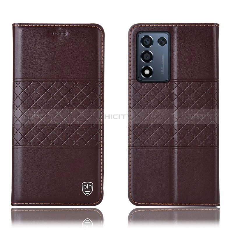 Custodia Portafoglio In Pelle Cover con Supporto H15P per Oppo K9S 5G Marrone