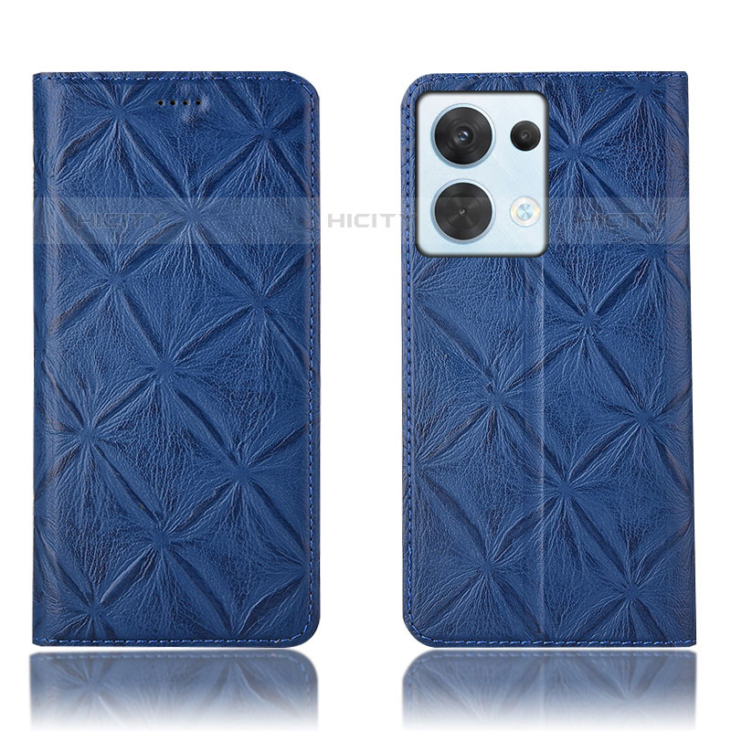 Custodia Portafoglio In Pelle Cover con Supporto H15P per Oppo Reno8 5G Blu