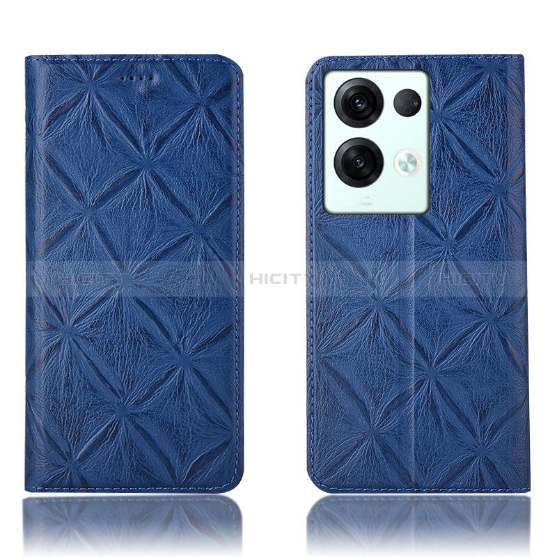 Custodia Portafoglio In Pelle Cover con Supporto H15P per Oppo Reno9 Pro+ Plus 5G Blu