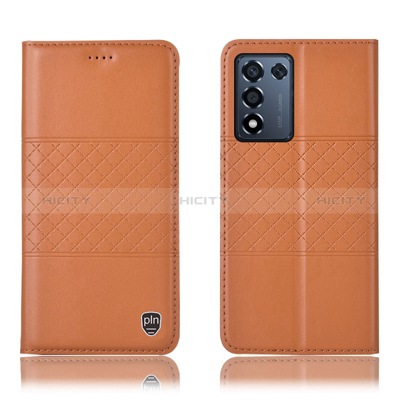 Custodia Portafoglio In Pelle Cover con Supporto H15P per Realme Q3t 5G Arancione