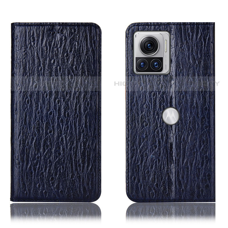 Custodia Portafoglio In Pelle Cover con Supporto H16P per Motorola Moto Edge X30 Pro 5G Blu