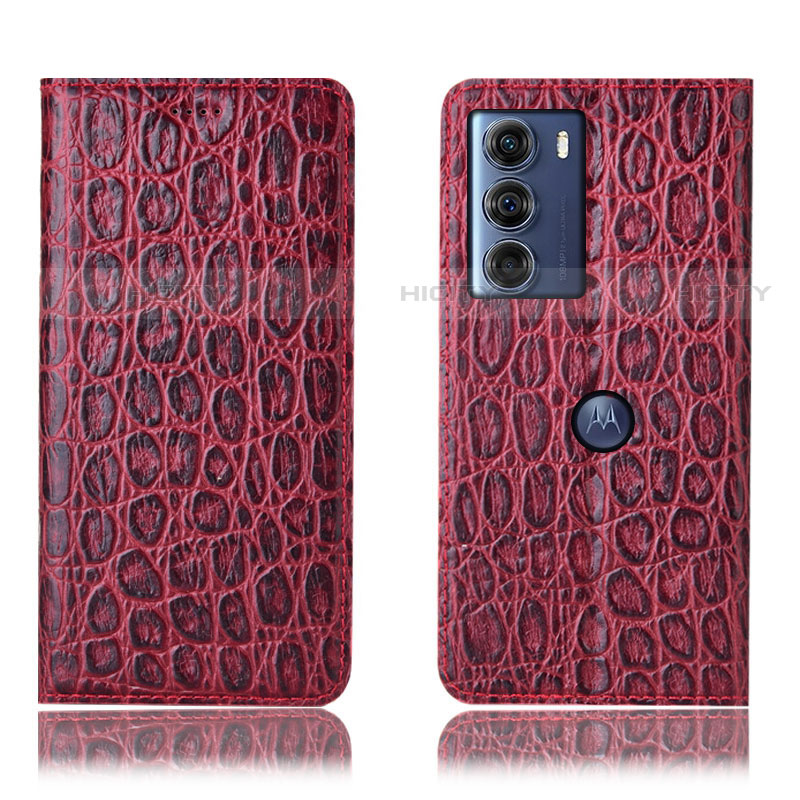 Custodia Portafoglio In Pelle Cover con Supporto H16P per Motorola Moto G200 5G Rosso