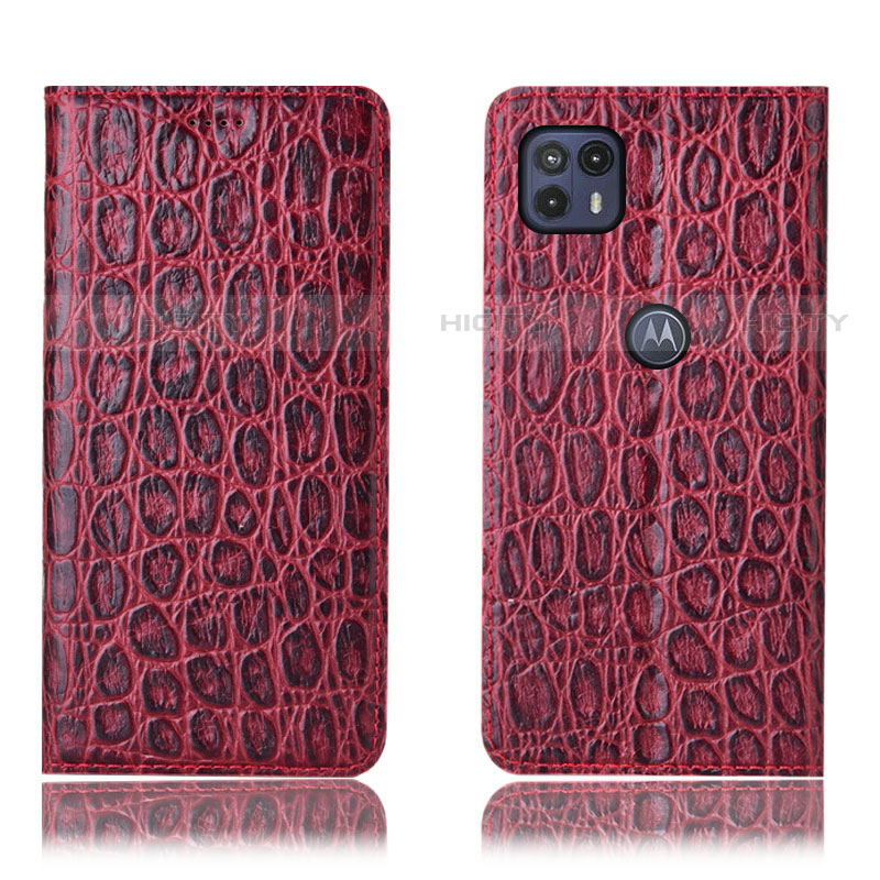 Custodia Portafoglio In Pelle Cover con Supporto H16P per Motorola Moto G50 5G Rosso