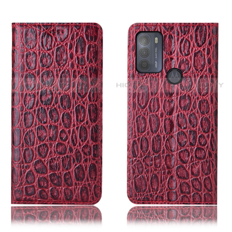 Custodia Portafoglio In Pelle Cover con Supporto H16P per Motorola Moto G50 Rosso