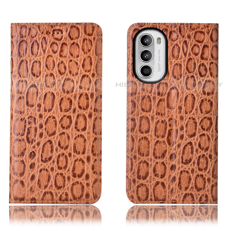 Custodia Portafoglio In Pelle Cover con Supporto H16P per Motorola MOTO G52 Marrone Chiaro