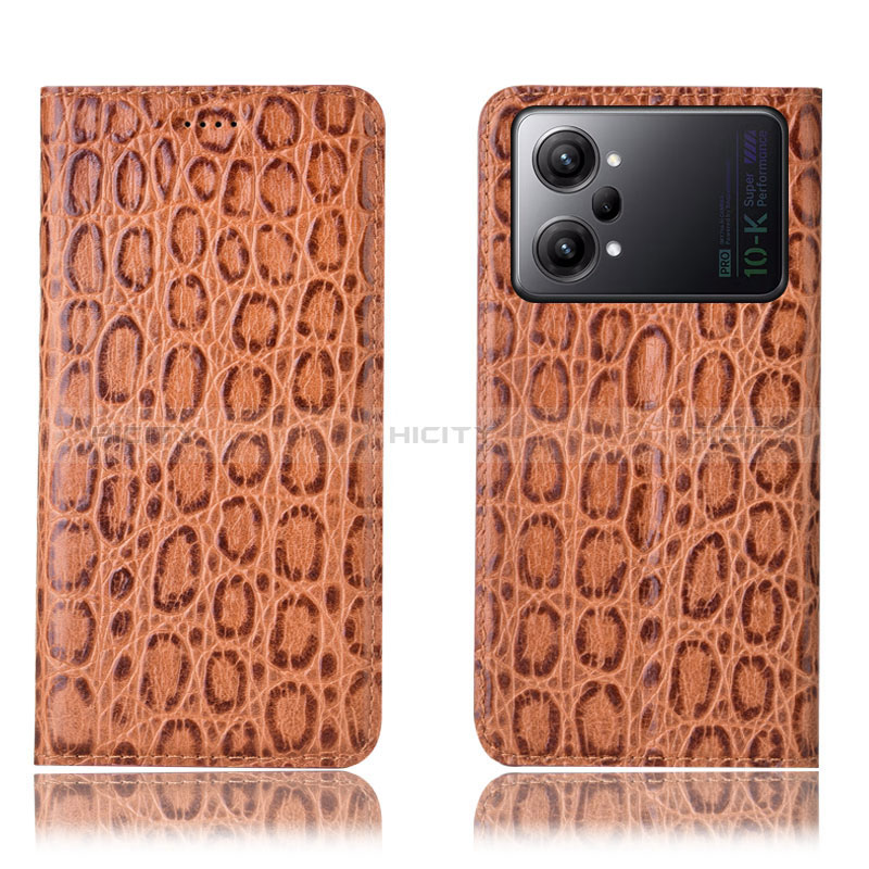 Custodia Portafoglio In Pelle Cover con Supporto H16P per Oppo K10 Pro 5G Marrone Chiaro