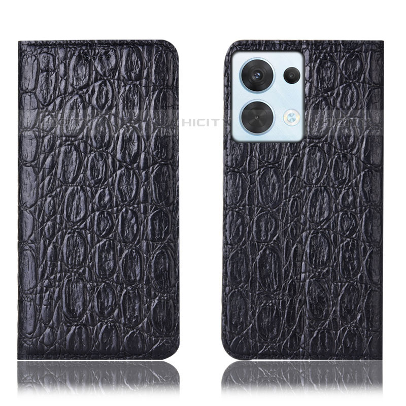 Custodia Portafoglio In Pelle Cover con Supporto H16P per Oppo Reno9 Pro 5G Nero