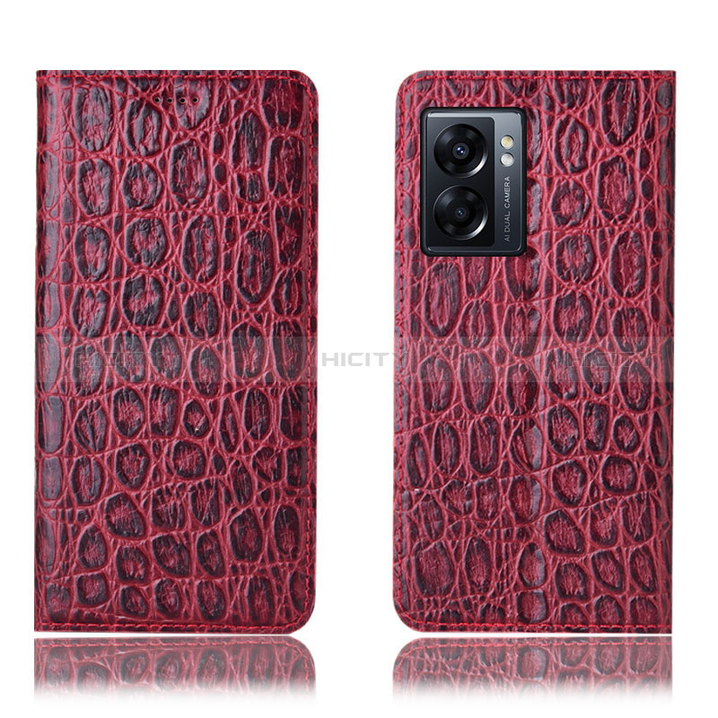 Custodia Portafoglio In Pelle Cover con Supporto H16P per Realme Narzo 50 5G Rosso