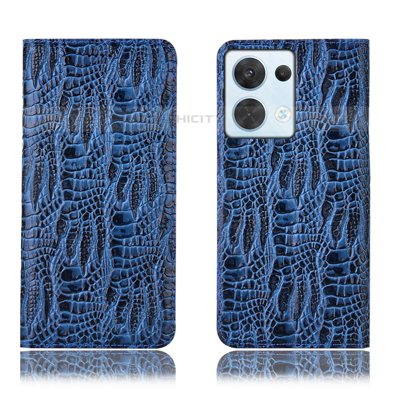 Custodia Portafoglio In Pelle Cover con Supporto H17P per Oppo Reno9 5G Blu