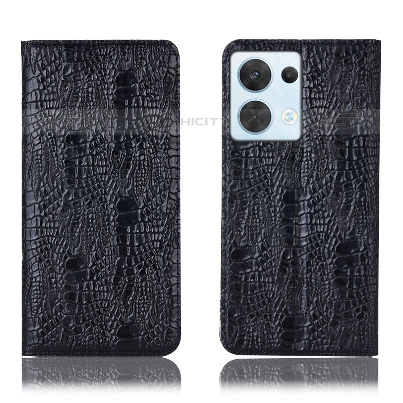 Custodia Portafoglio In Pelle Cover con Supporto H17P per Oppo Reno9 Pro 5G Nero