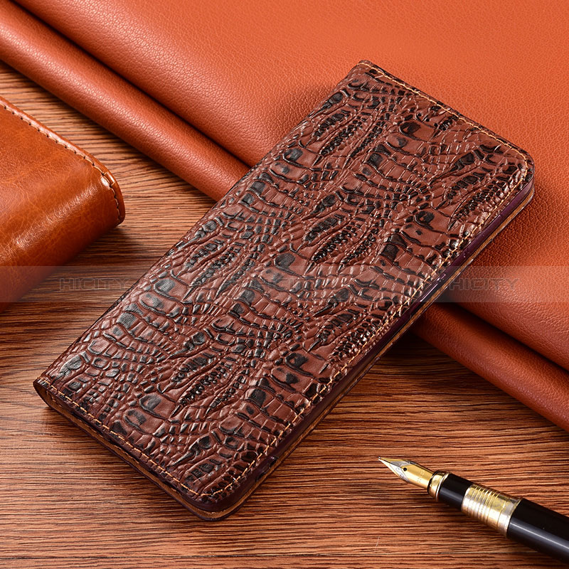 Custodia Portafoglio In Pelle Cover con Supporto H17P per Xiaomi Redmi 9 Prime India Marrone