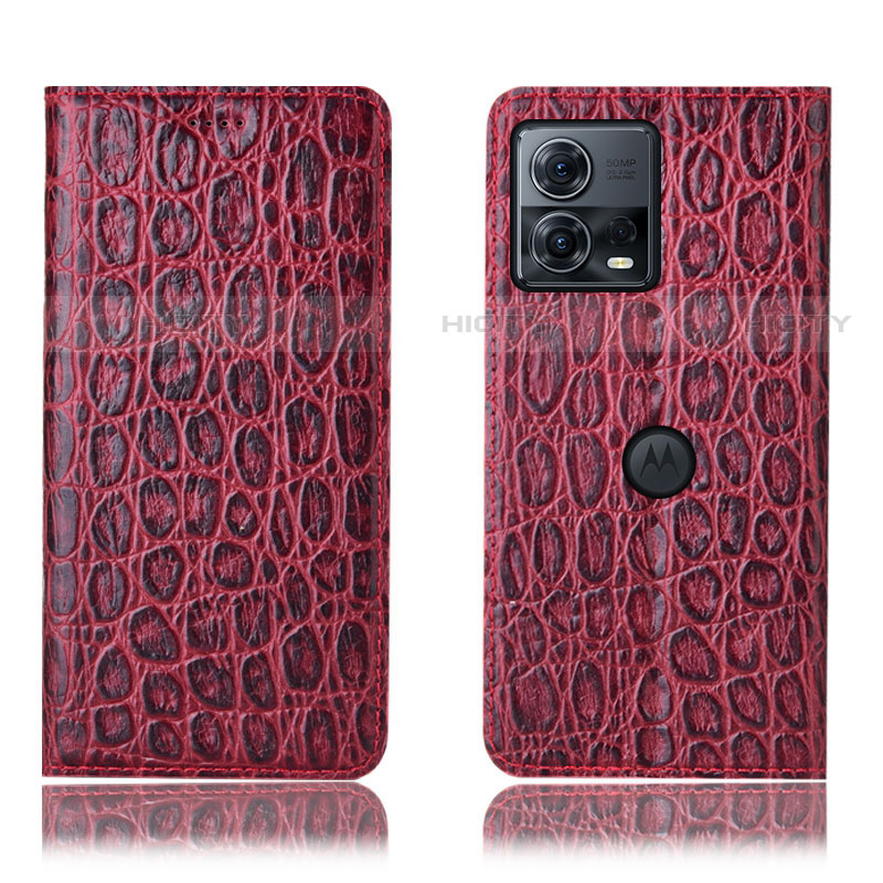 Custodia Portafoglio In Pelle Cover con Supporto H18P per Motorola Moto Edge S30 Pro 5G Rosso