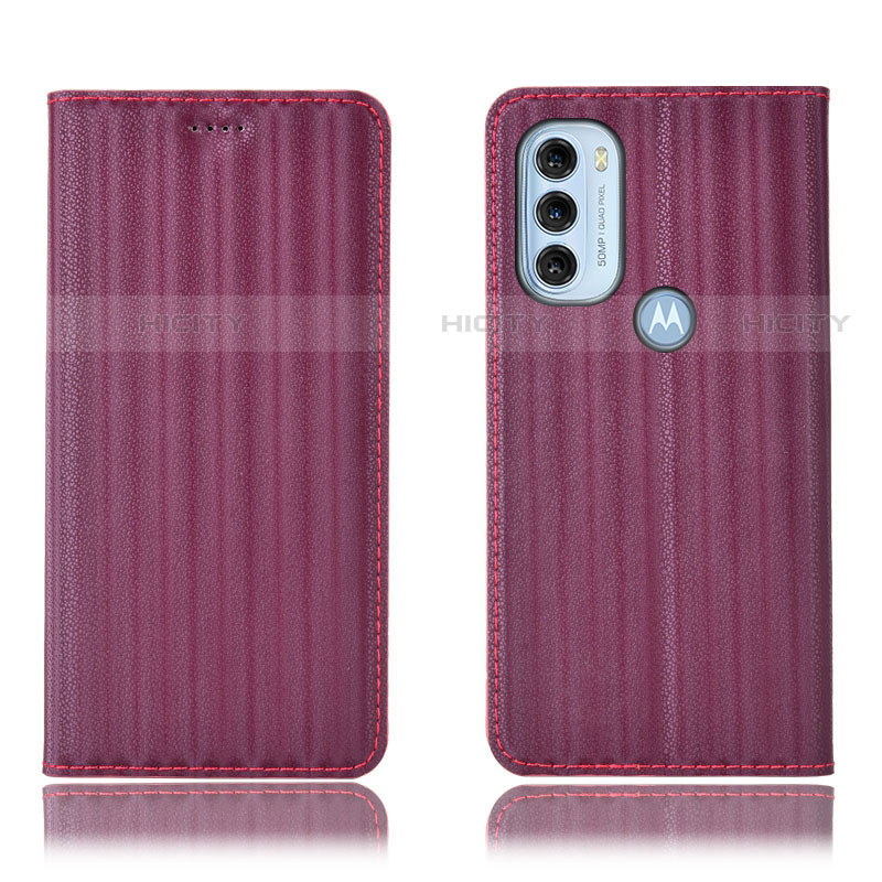 Custodia Portafoglio In Pelle Cover con Supporto H18P per Motorola Moto G71 5G Viola