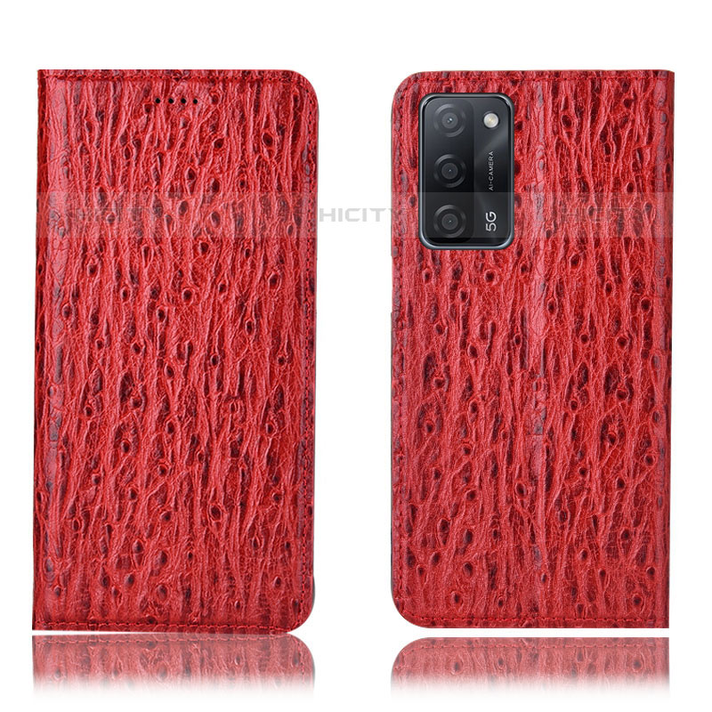 Custodia Portafoglio In Pelle Cover con Supporto H18P per Oppo A53s 5G Rosso