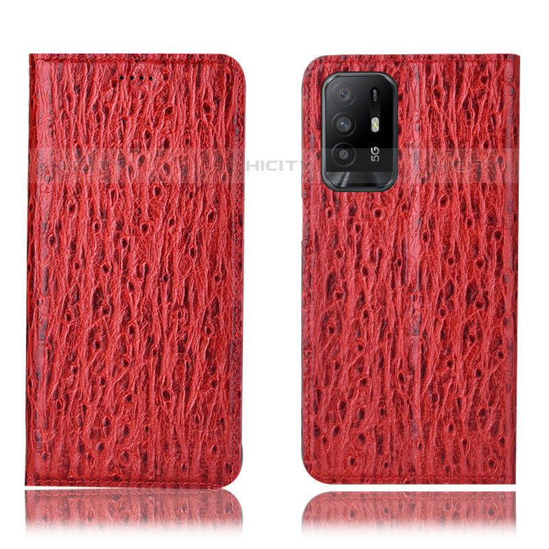 Custodia Portafoglio In Pelle Cover con Supporto H18P per Oppo A94 5G Rosso