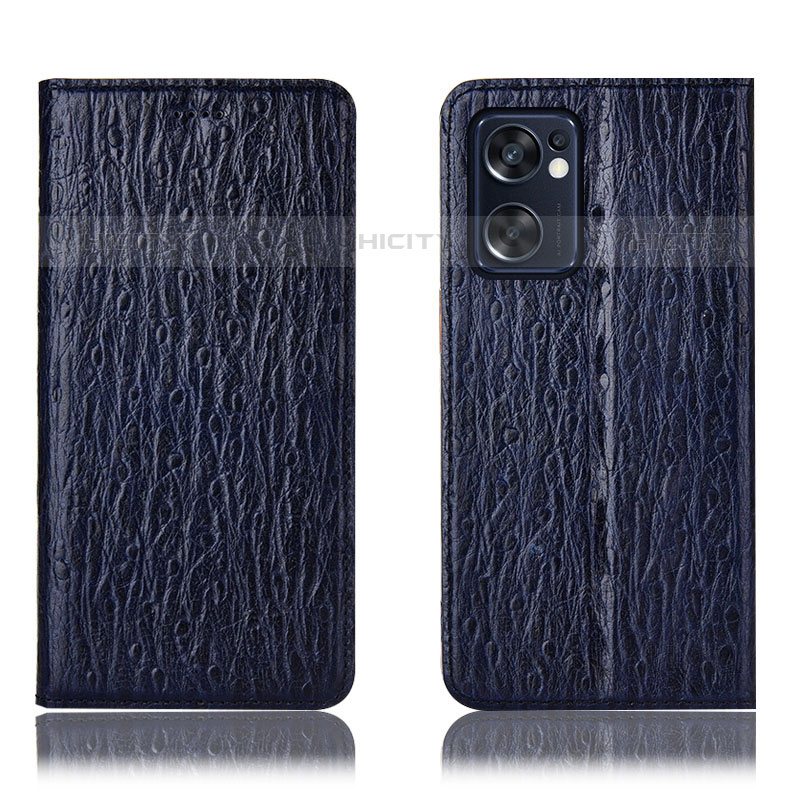 Custodia Portafoglio In Pelle Cover con Supporto H18P per Oppo Reno7 SE 5G Blu