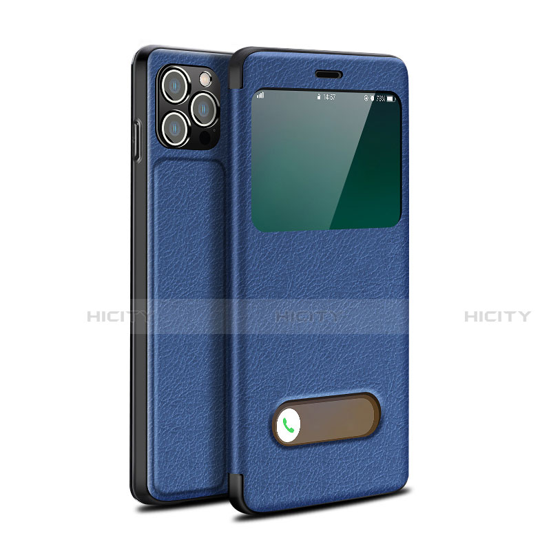 Custodia Portafoglio In Pelle Cover con Supporto H19 per Apple iPhone 13 Pro Max Blu