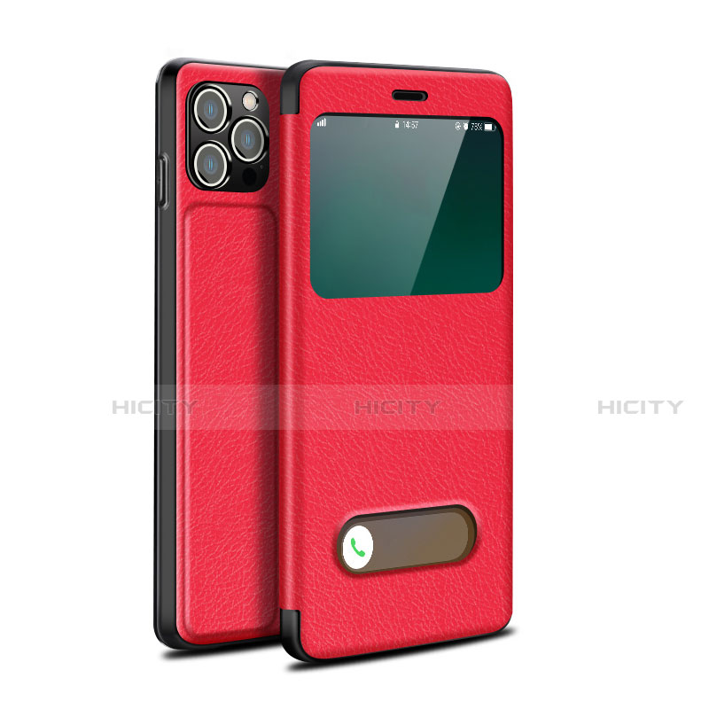 Custodia Portafoglio In Pelle Cover con Supporto H19 per Apple iPhone 14 Pro Rosso