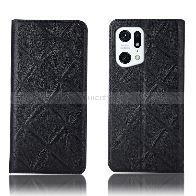 Custodia Portafoglio In Pelle Cover con Supporto H19P per Oppo Find X5 5G Nero