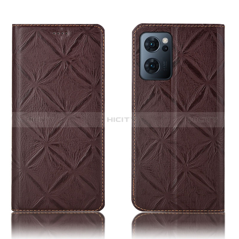 Custodia Portafoglio In Pelle Cover con Supporto H19P per Oppo Find X5 Lite 5G Marrone