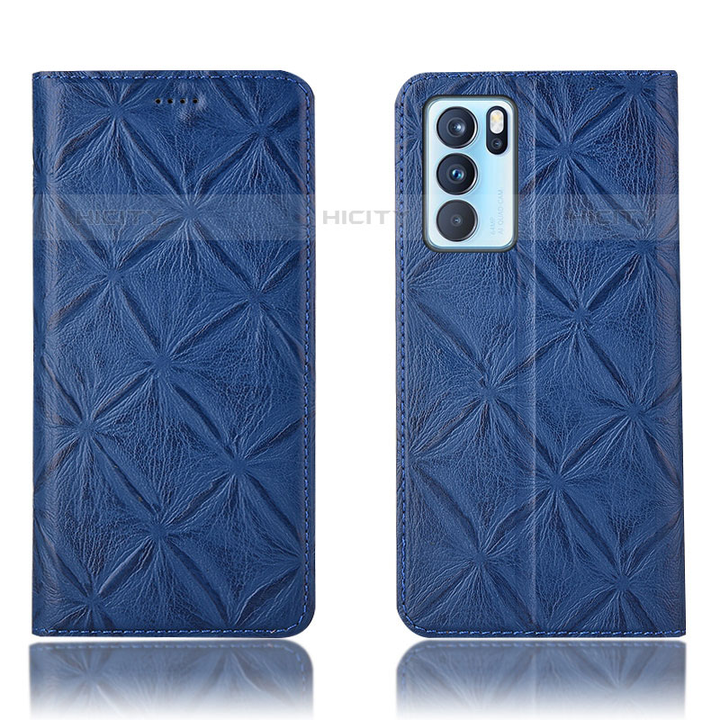 Custodia Portafoglio In Pelle Cover con Supporto H19P per Oppo Reno6 Pro 5G India Blu