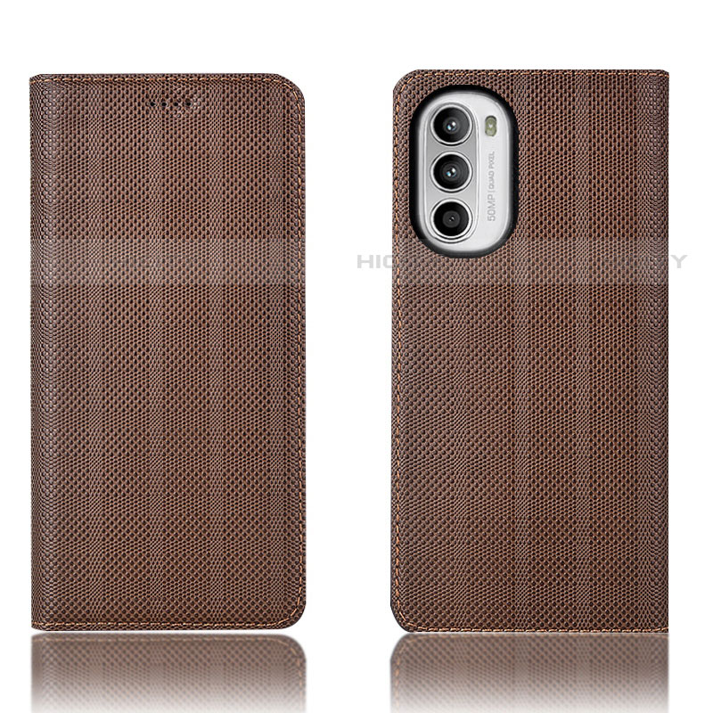 Custodia Portafoglio In Pelle Cover con Supporto H20P per Motorola MOTO G52 Marrone