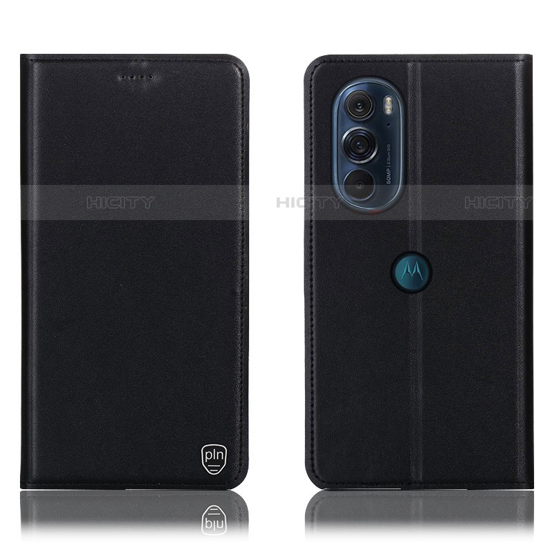 Custodia Portafoglio In Pelle Cover con Supporto H21P per Motorola Moto Edge Plus (2022) 5G Nero