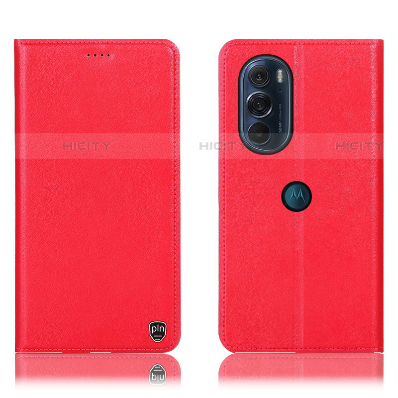 Custodia Portafoglio In Pelle Cover con Supporto H21P per Motorola Moto Edge Plus (2022) 5G Rosso