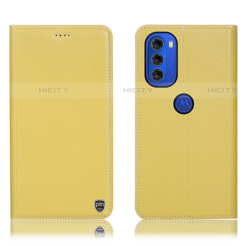 Custodia Portafoglio In Pelle Cover con Supporto H21P per Motorola Moto G51 5G Giallo