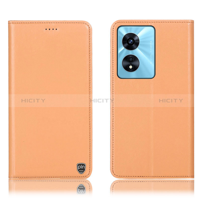 Custodia Portafoglio In Pelle Cover con Supporto H21P per Oppo A78 4G Arancione