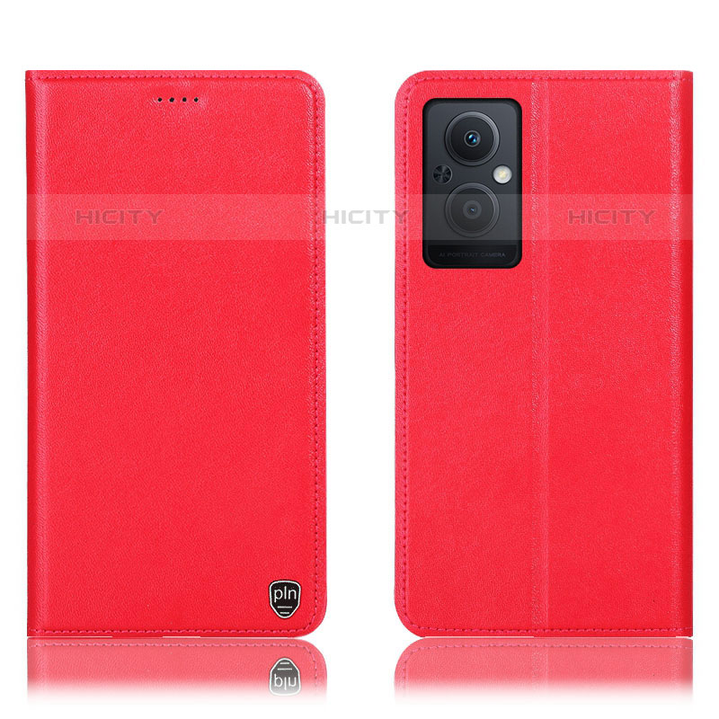 Custodia Portafoglio In Pelle Cover con Supporto H21P per Oppo F21 Pro 5G Rosso