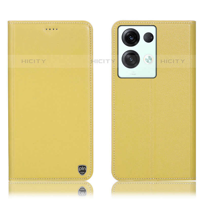 Custodia Portafoglio In Pelle Cover con Supporto H21P per Oppo Reno8 Pro 5G Giallo