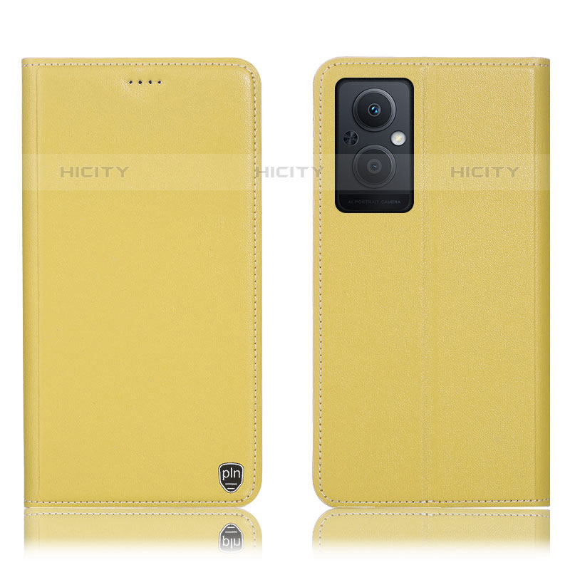 Custodia Portafoglio In Pelle Cover con Supporto H21P per Oppo Reno8 Z 5G Giallo