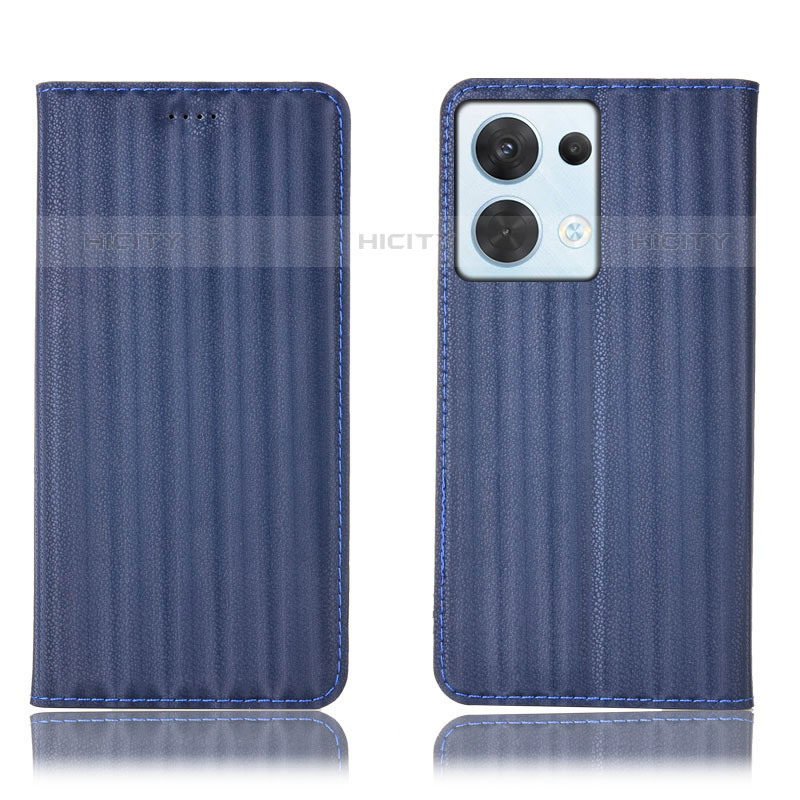 Custodia Portafoglio In Pelle Cover con Supporto H23P per Oppo Reno9 Pro 5G Blu