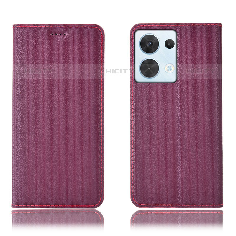 Custodia Portafoglio In Pelle Cover con Supporto H23P per Oppo Reno9 Pro 5G Rosso Rosa