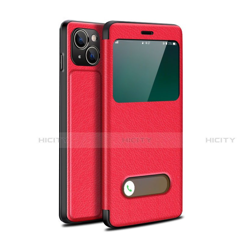 Custodia Portafoglio In Pelle Cover con Supporto H24 per Apple iPhone 13 Rosso